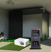 Uneekor EYE MINI LITE SportScreen Vanish Retractable Golf Studio Complete Package | Home Golf Simulator Studio with Impact Screen, Enclosure, Hitting Mat, Putting Turf & Projector