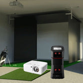 Uneekor EYE MINI SportScreen Vanish Retractable Golf Studio Complete Package | Home Golf Simulator Studio with Impact Screen, Enclosure, Hitting Mat, Putting Turf & Projector
