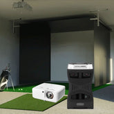 Foresight QuadMAX SportScreen Vanish Retractable Golf Studio Complete Package | Home Golf Simulator Studio with Impact Screen, Enclosure, Hitting Mat, Putting Turf & Projector