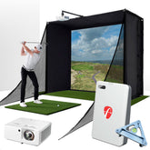 FlightScope Mevo Gen2 with PlayBetter SimStudio™ COMPLETE Package | Golf Simulator Studio with Impact Screen, Enclosure, Side Barriers, Hitting/Putting Mats, Projector & Alignment Stand