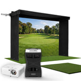 Foresight QuadMAX SportScreen Vanish LITE Hybrid-Retractable Golf Studio Complete Package | Home Golf Simulator Studio with Impact Screen, Enclosure, Hitting Mat, Putting Turf & Projector