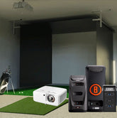 Bushnell LPi Circle B SportScreen Vanish Retractable Golf Studio Complete Package | Home Golf Simulator Studio with Impact Screen, Enclosure, Hitting Mat, Putting Turf & Projector