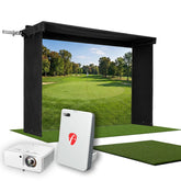 FlightScope Mevo Gen2 SportScreen Vanish LITE Hybrid-Retractable Golf Studio Complete Package | Home Golf Simulator Studio with Impact Screen, Enclosure, Hitting Mat, Putting Turf & Projector
