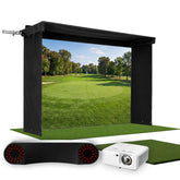 ProTee VX SportScreen Vanish LITE Hybrid-Retractable Golf Studio Complete Package | Home Golf Simulator Studio with Impact Screen, Enclosure, Hitting Mat, Putting Turf & Projector