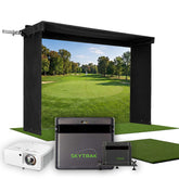 SkyTrak ST MAX SportScreen Vanish LITE Hybrid-Retractable Golf Studio Complete Package | Home Golf Simulator Studio with Impact Screen, Enclosure, Hitting Mat, Putting Turf & Projector