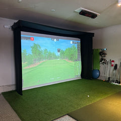 Bushnell LPi Circle B SportScreen Vanish LITE Hybrid-Retractable Golf Studio Complete Package | Home Golf Simulator Studio with Impact Screen, Enclosure, Hitting Mat, Putting Turf & Projector