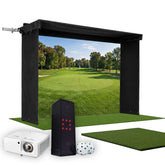 Square Golf SportScreen Vanish LITE Hybrid-Retractable Golf Studio Complete Package | Home Golf Simulator Studio with Impact Screen, Enclosure, Hitting Mat, Putting Turf & Projector