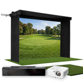 Uneekor EYE XR SportScreen Vanish LITE Hybrid-Retractable Golf Studio Complete Package | Home Golf Simulator Studio with Impact Screen, Enclosure, Hitting Mat, Putting Turf & Projector