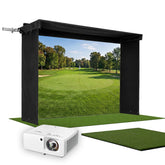 SportScreen Vanish LITE Hybrid-Retractable Golf Studio Complete Package by PlayBetter | Home Golf Simulator Studio with Impact Screen, Enclosure, Hitting Mat, Putting Turf & Projector