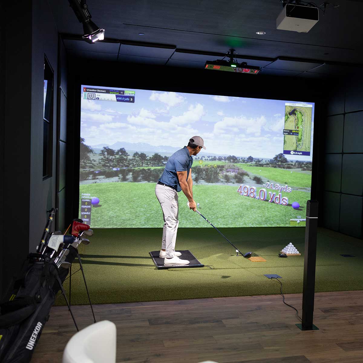 Uneekor EYE XO2 with PlayBetter SimStudio™ BYO (Build Your Own) Package – Custom Home Golf Simulator Studio Builder with Impact Screen, Enclosure, Optional Mats, Projector & More