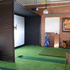 Garmin Approach R50 (Certified Pre-Owned) with PlayBetter SimStudio™ COMPLETE Package | Golf Simulator Studio with Impact Screen, Enclosure, Side Barriers, Hitting/Putting Mats, Projector & Wireless HDMI Transmitter