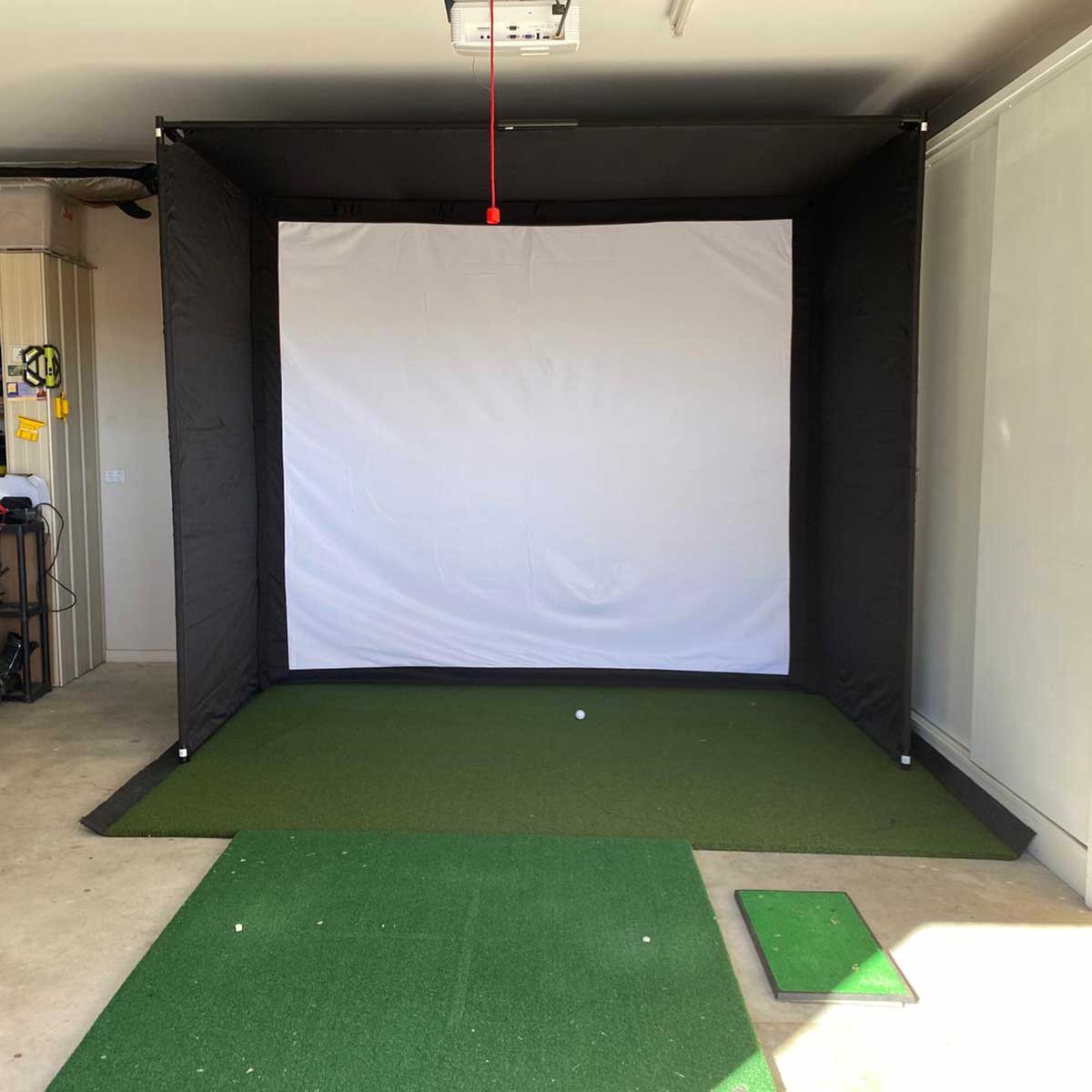 Bushnell LPi Circle B with PlayBetter SimStudio™ COMPLETE Package | Golf Simulator Studio with Impact Screen, Enclosure, Side Barriers, Hitting/Putting Mats, Projector & Protective Case