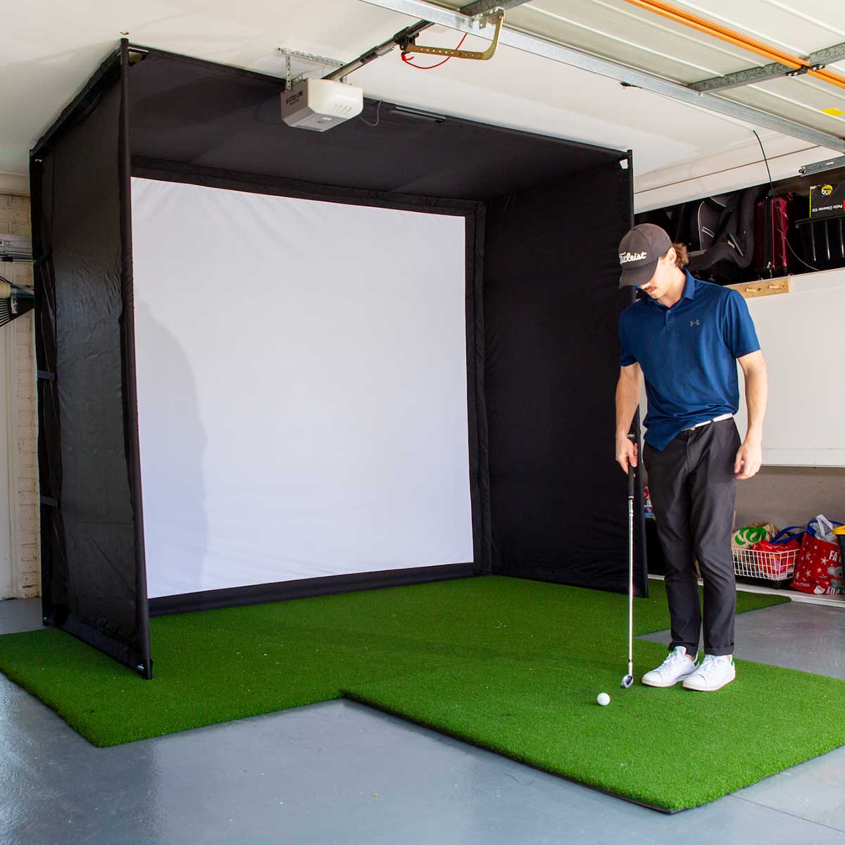 Blue Tees Golf Rainmaker with PlayBetter SimStudio™ BYO (Build Your Own) Package – Custom Home Golf Simulator Studio Builder with Impact Screen, Enclosure, Optional Mats, Projector & More