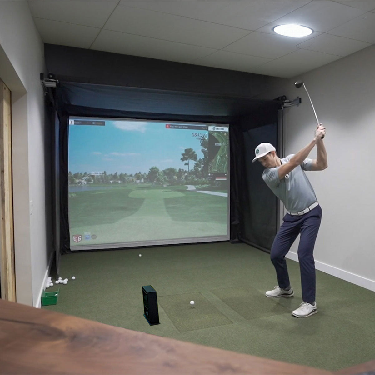 Rapsodo MLM2PRO SportScreen Vanish Retractable Golf Studio Complete Package | Home Golf Simulator Studio with Impact Screen, Enclosure, Hitting Mat, Putting Turf & Projector