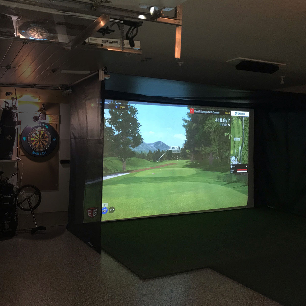 Foresight Falcon SportScreen Vanish Retractable Golf Studio Complete Package | Home Golf Simulator Studio with Impact Screen, Enclosure, Hitting Mat, Putting Turf & Projector