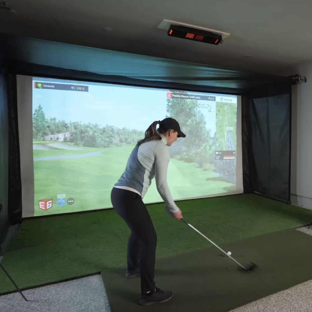 Rapsodo MLM2PRO SportScreen Vanish Retractable Golf Studio Complete Package | Home Golf Simulator Studio with Impact Screen, Enclosure, Hitting Mat, Putting Turf & Projector