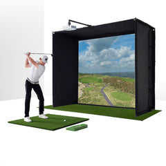 PlayBetter COMPLETE Garage SimStudio™ by Golficity | Home Golf Simulator Package with Impact Screen, Enclosure, Hitting Mat & Projector
