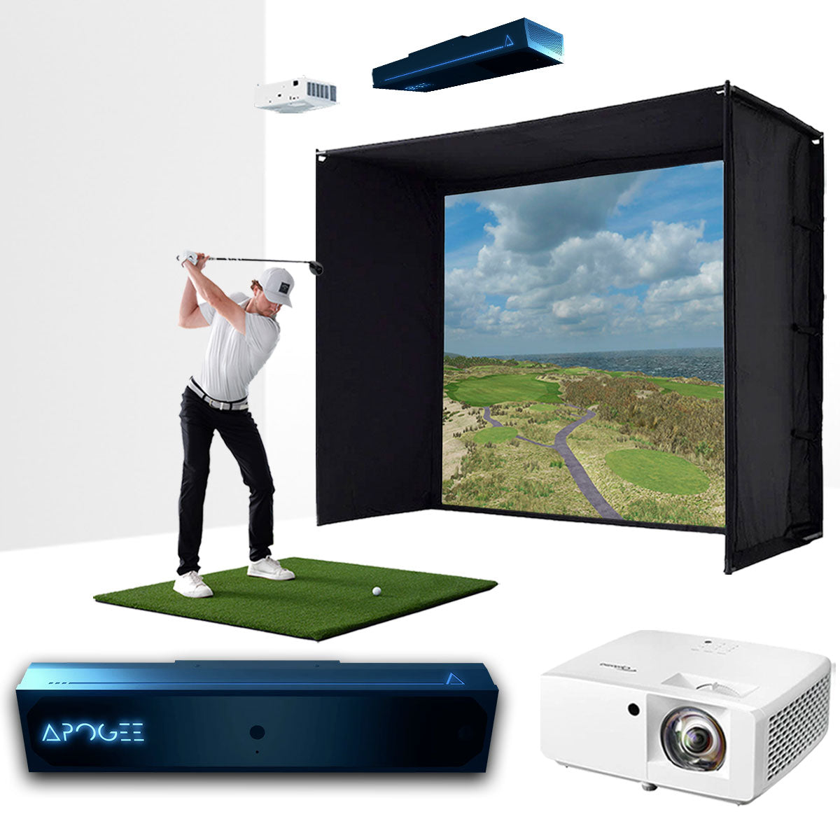 TruGolf APOGEE with PlayBetter SimStudio™ BYO (Build Your Own) Package – Custom Home Golf Simulator Studio Builder with Impact Screen, Enclosure, Optional Mats, Projector & More