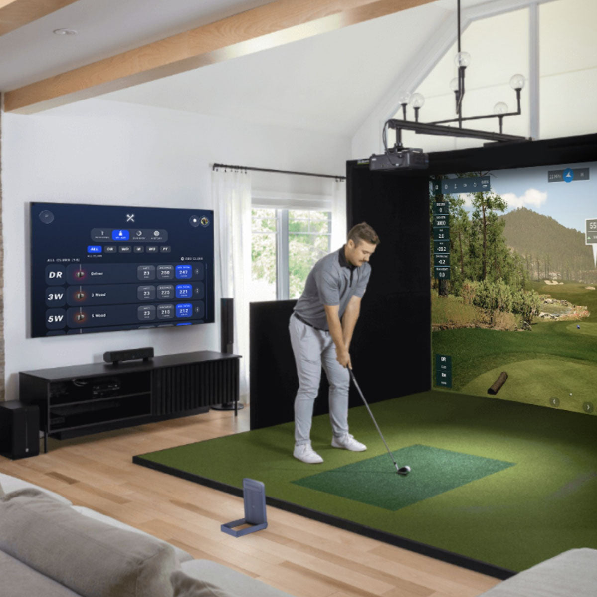 Blue Tees Golf Rainmaker with PlayBetter SimStudio™ BYO (Build Your Own) Package – Custom Home Golf Simulator Studio Builder with Impact Screen, Enclosure, Optional Mats, Projector & More