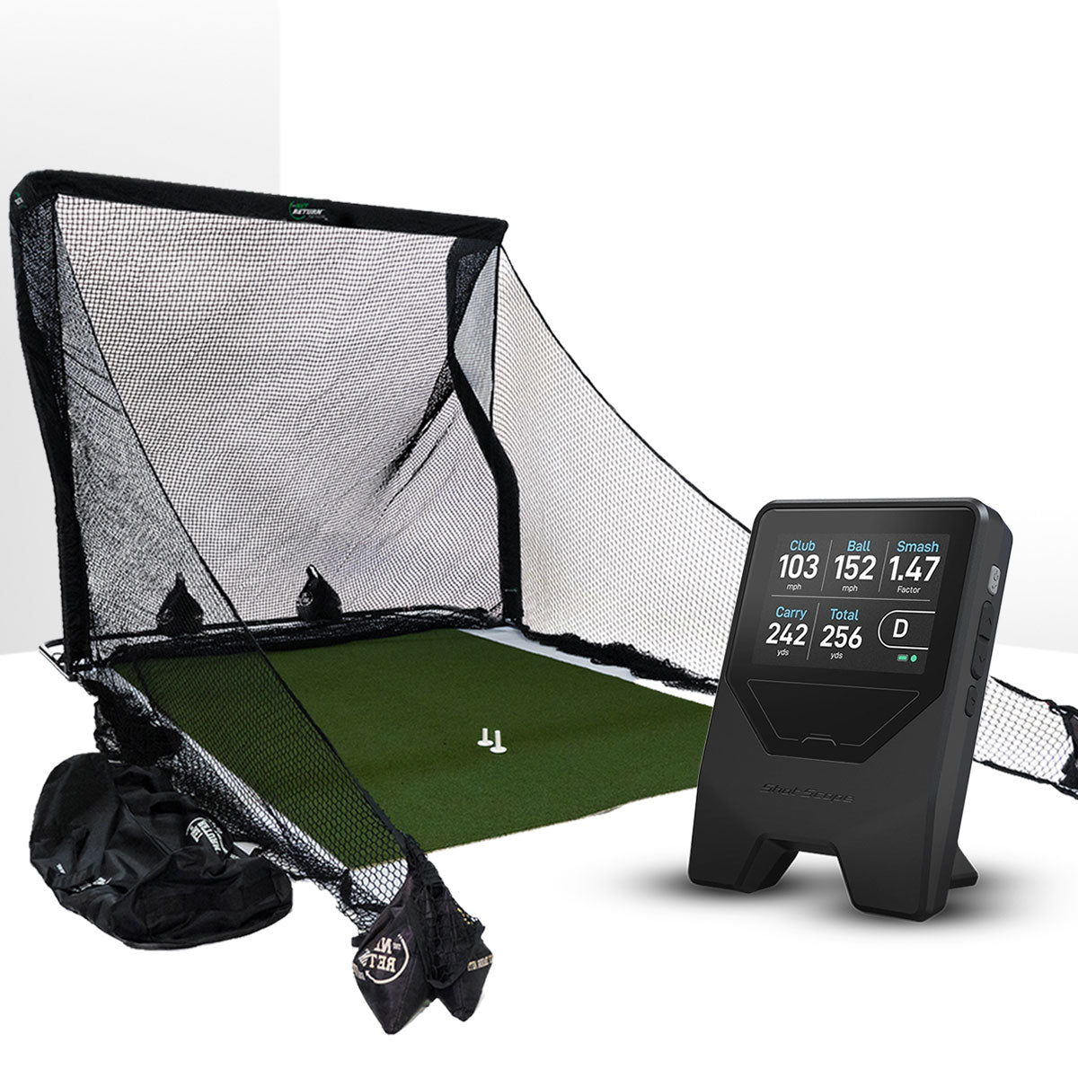 Shot Scope LM1 Golf Launch Monitor Home Net Studio with The Net Return Premium Hitting Net Package