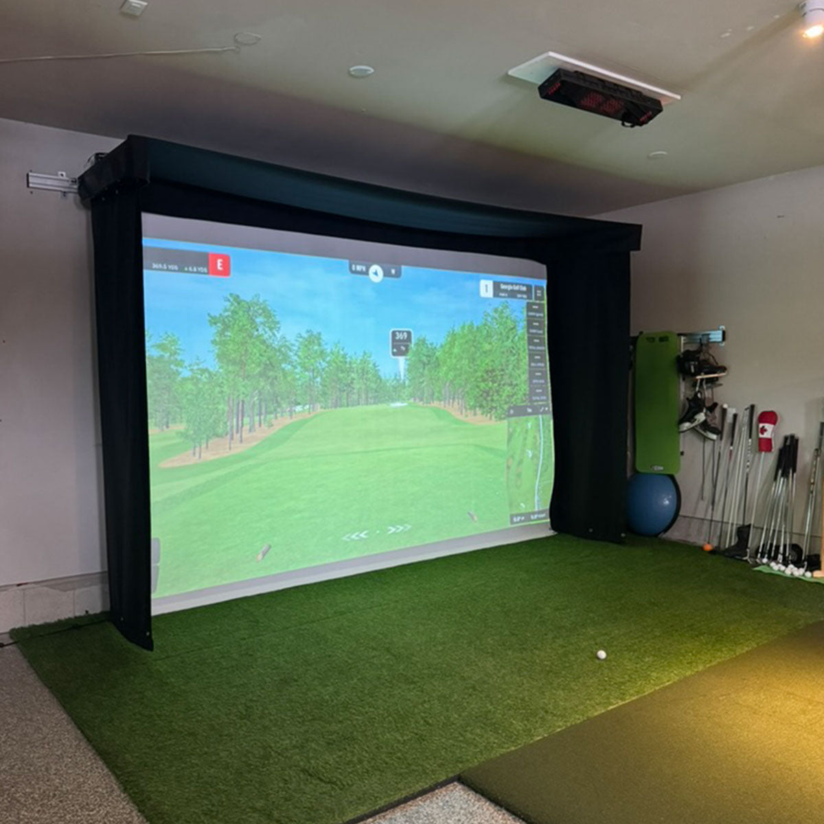 Foresight GCQuad SportScreen Vanish LITE Hybrid-Retractable Golf Studio Complete Package | Home Golf Simulator Studio with Impact Screen, Enclosure, Hitting Mat, Putting Turf & Projector