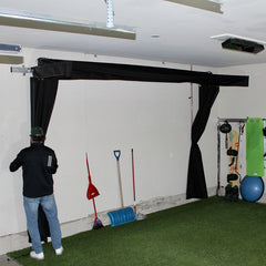 Bushnell LPi Circle B SportScreen Vanish LITE Hybrid-Retractable Golf Studio Complete Package | Home Golf Simulator Studio with Impact Screen, Enclosure, Hitting Mat, Putting Turf & Projector