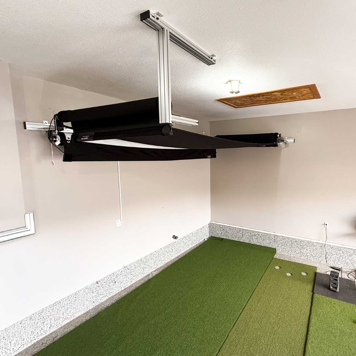 Foresight Falcon SportScreen Vanish Retractable Golf Studio Complete Package | Home Golf Simulator Studio with Impact Screen, Enclosure, Hitting Mat, Putting Turf & Projector
