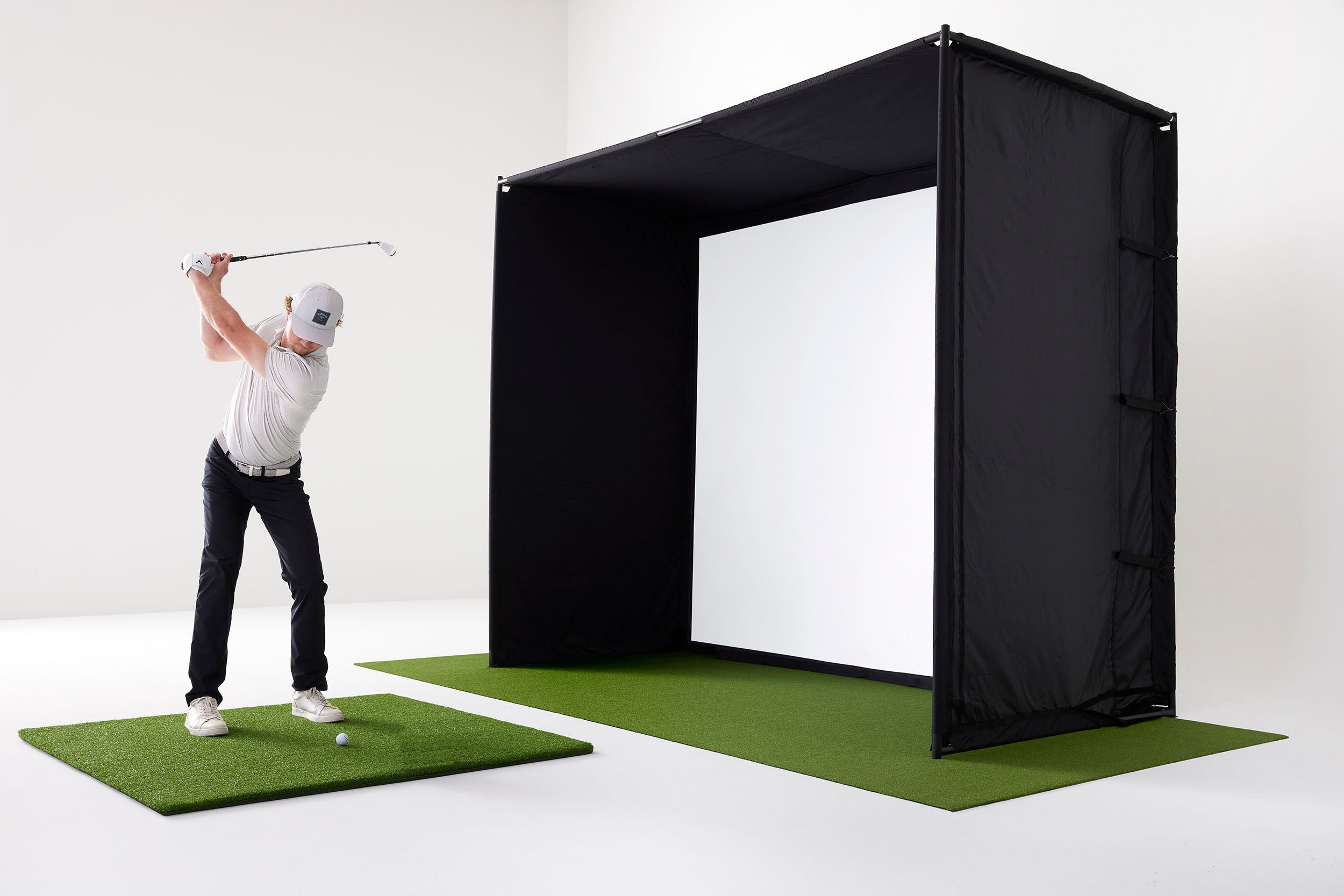 Foresight GCQuad with PlayBetter SimStudio™ COMPLETE Package | Golf Simulator Studio with Impact Screen, Enclosure, Side Barriers, Hitting/Putting Mats, Projector & Protective Case